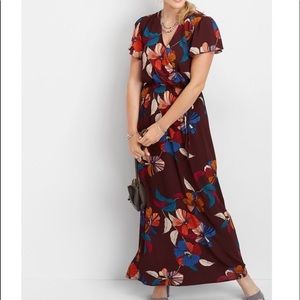 Floral cap sleeve maxi dress